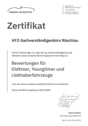 classic analytics mitgliedsurkunde Rainer Röschlau