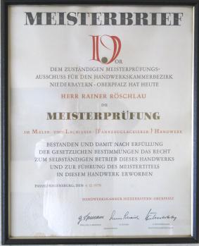 Meisterbrief Rainer Röschlau